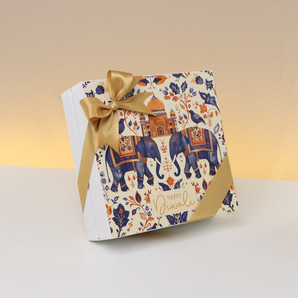 Happy diwali elephant festive designed premium chocolate one layer hard box