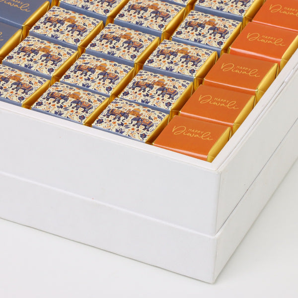 Happy diwali elephant festive designed premium chocolate one layer hard box