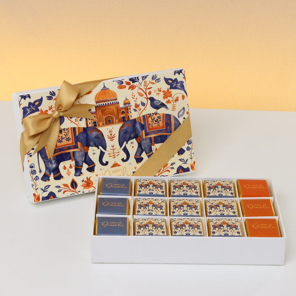 Happy diwali elephant festive designed 15-piece premium chocolate hard box