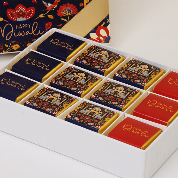 Happy diwali majestic elephant designed 12-piece premium chocolate hard box