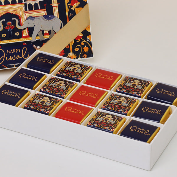Happy diwali majestic elephant designed 15-piece premium chocolate hard box
