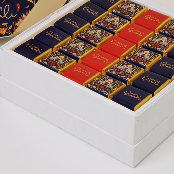 Happy diwali majestic elephant designed premium chocolate one layer hard box