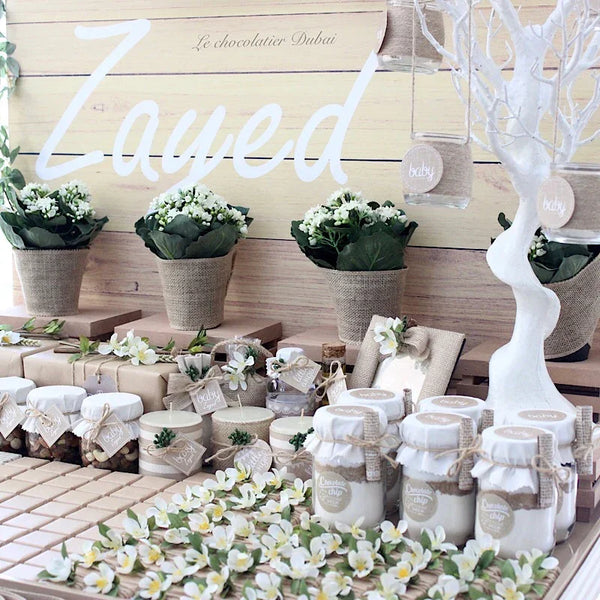 Baby rustic theme chocolate wood stand