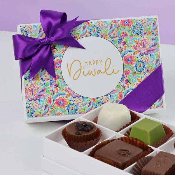 Set of 8 Happy Diwali floral pattern designed 6-pieces premium chocolate hard box