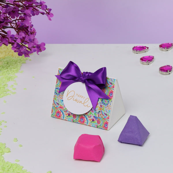 Set of 20 Happy Diwali floral pattern designed premium chocolate triangle soft box