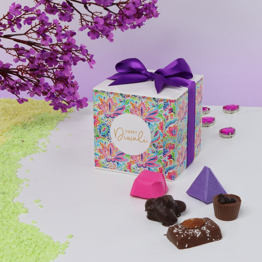 Happy diwali floral pattern designed chocolate cube soft box