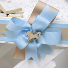 Baby boy carousel horse theme decorated chocolate wood stand with personalized backdrop