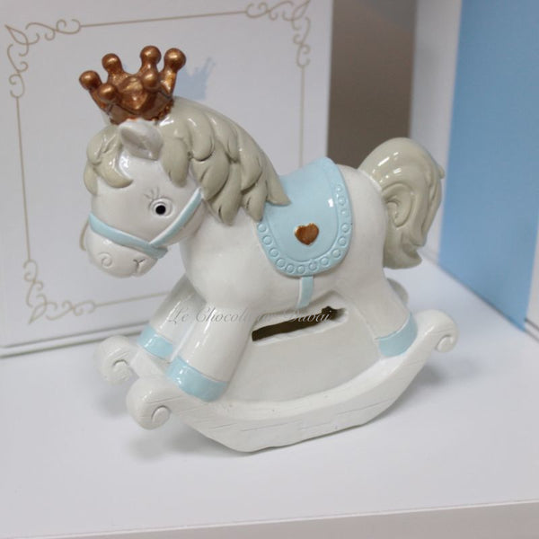 Baby boy carousel horse theme decorated chocolate wood stand with personalized backdrop