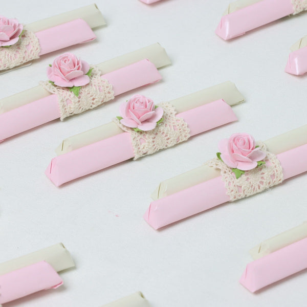 Set of 20 crochet ribbon & flower decorated loose chocolate stick set