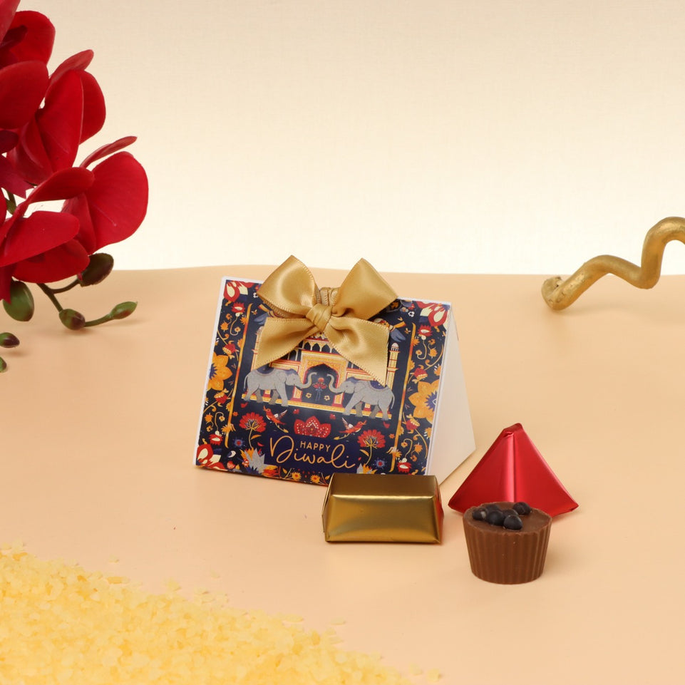 Happy diwali majestic elephant designed chocolate triangle box giveaway