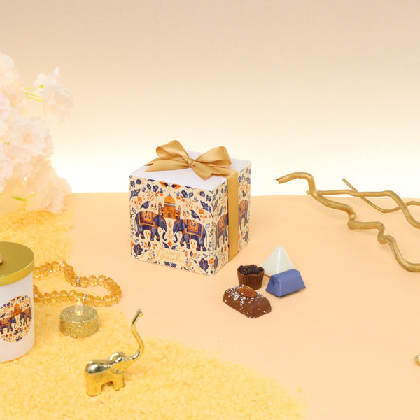 Set of 20 Happy Diwali elephant festive designed premium chocolate cube soft box giveaway