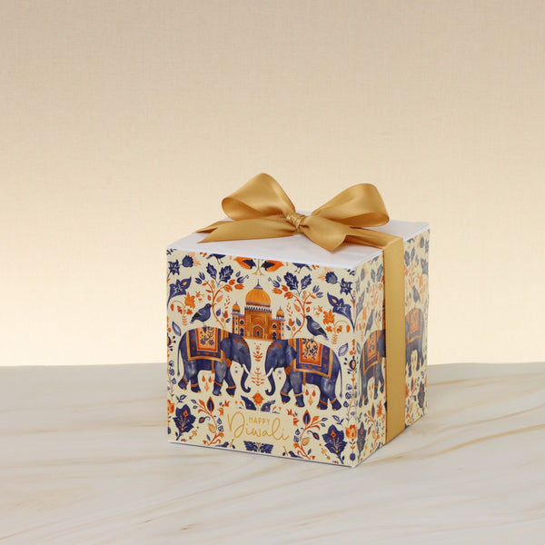 Set of 20 Happy Diwali elephant festive designed premium chocolate cube soft box giveaway