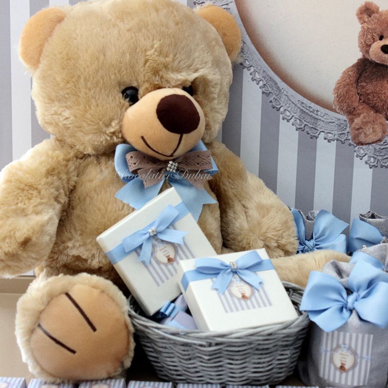 BABY BOY TEDDY THEME PERSONALIZED CHOCOLATE HARD BOX