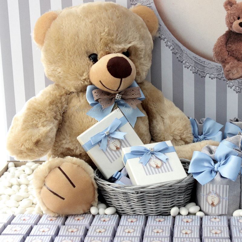 BABY BOY TEDDY THEME PERSONALIZED CHOCOLATE HARD BOX