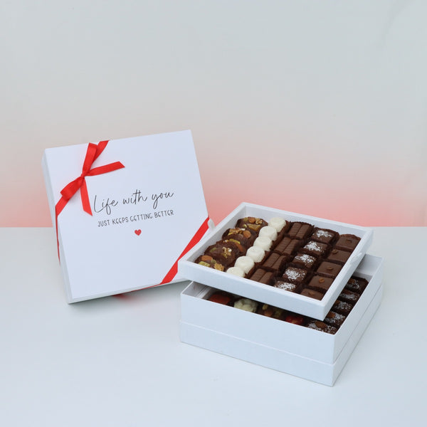 Love message "life with you" designed 2-layer premium chocolate hard box