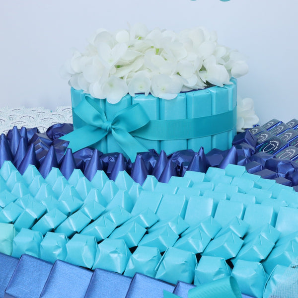 Corporate customized chocolate arrangement wood stand