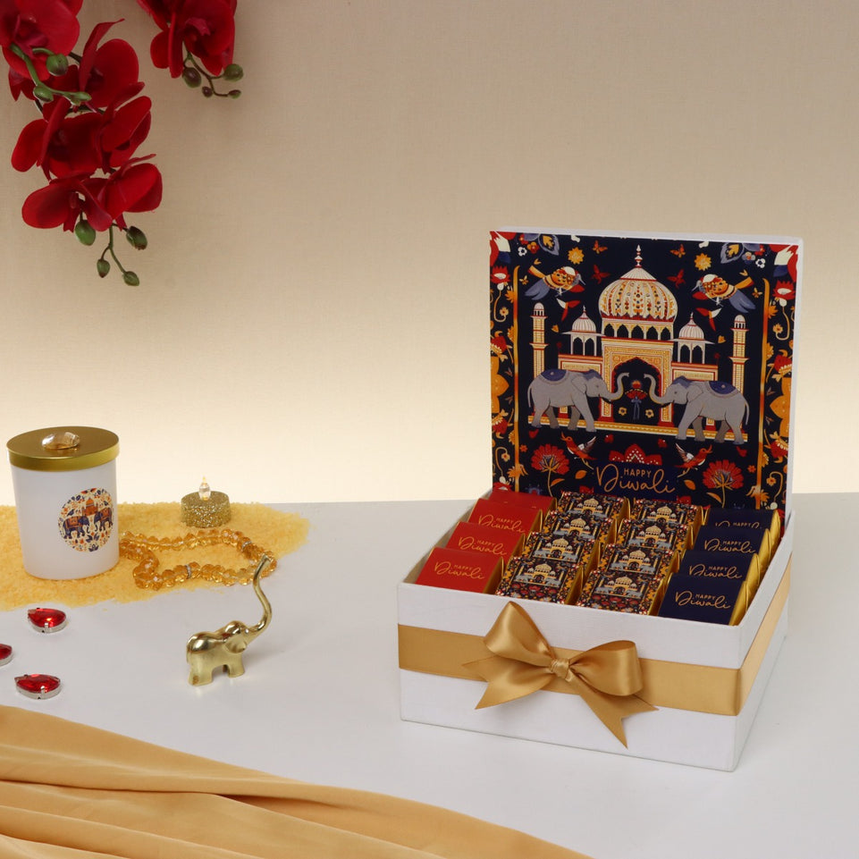 Happy diwali majestic elephant designed chocolate medium hamper