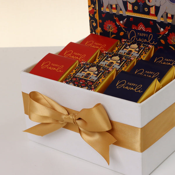 Happy diwali majestic elephant designed premium chocolate small hamper
