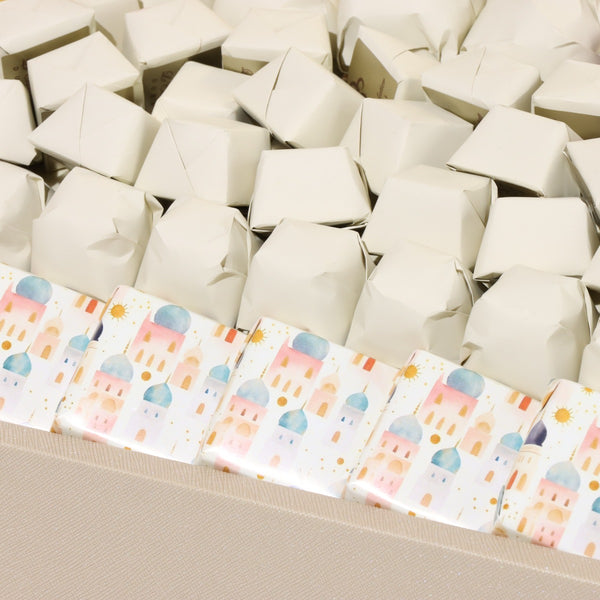 Luxury eid mubarak acrylic mosque decorated chocolate leather tray