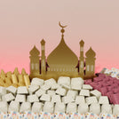 Luxury eid mubarak acrylic mosque decorated chocolate leather tray