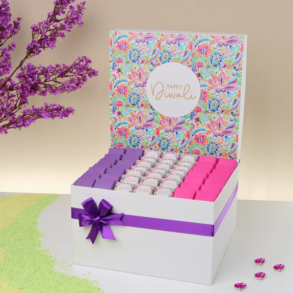 Happy diwali floral pattern designed premiumchocolate extra large hamper