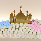 Luxury eid mubarak acrylic mosque decorated chocolate large leather tray