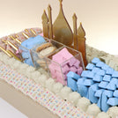 Luxury eid mubarak acrylic mosque decorated chocolate large leather tray