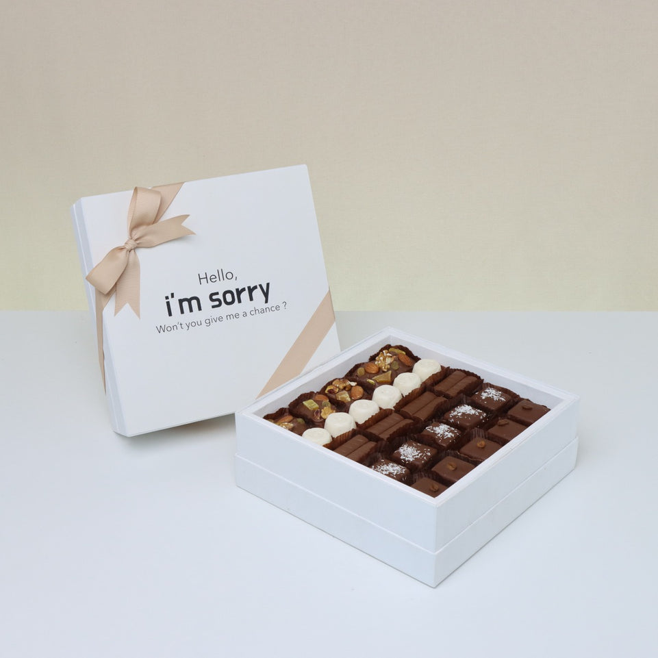 "Hello, i'm sorry" designed premium chocolate hard box