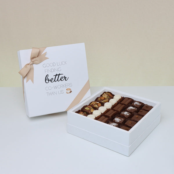 Good luck finding better co-worker than us premium chocolate one layer hard box