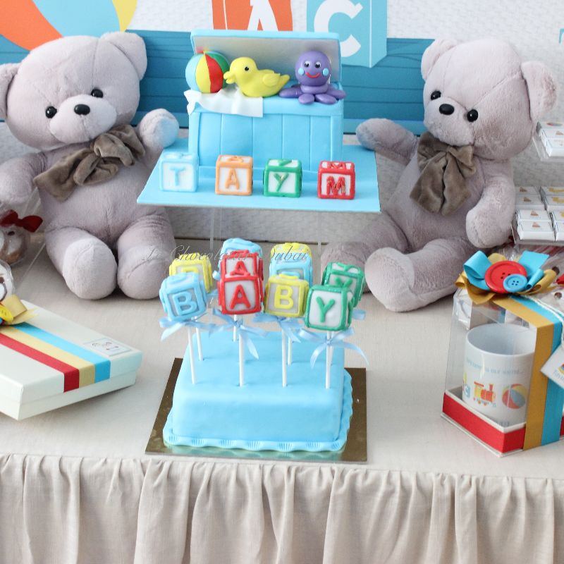 Baby boy toy store theme dessert table