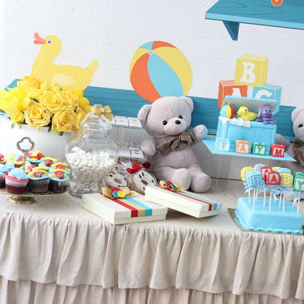 Baby boy toy store theme dessert table