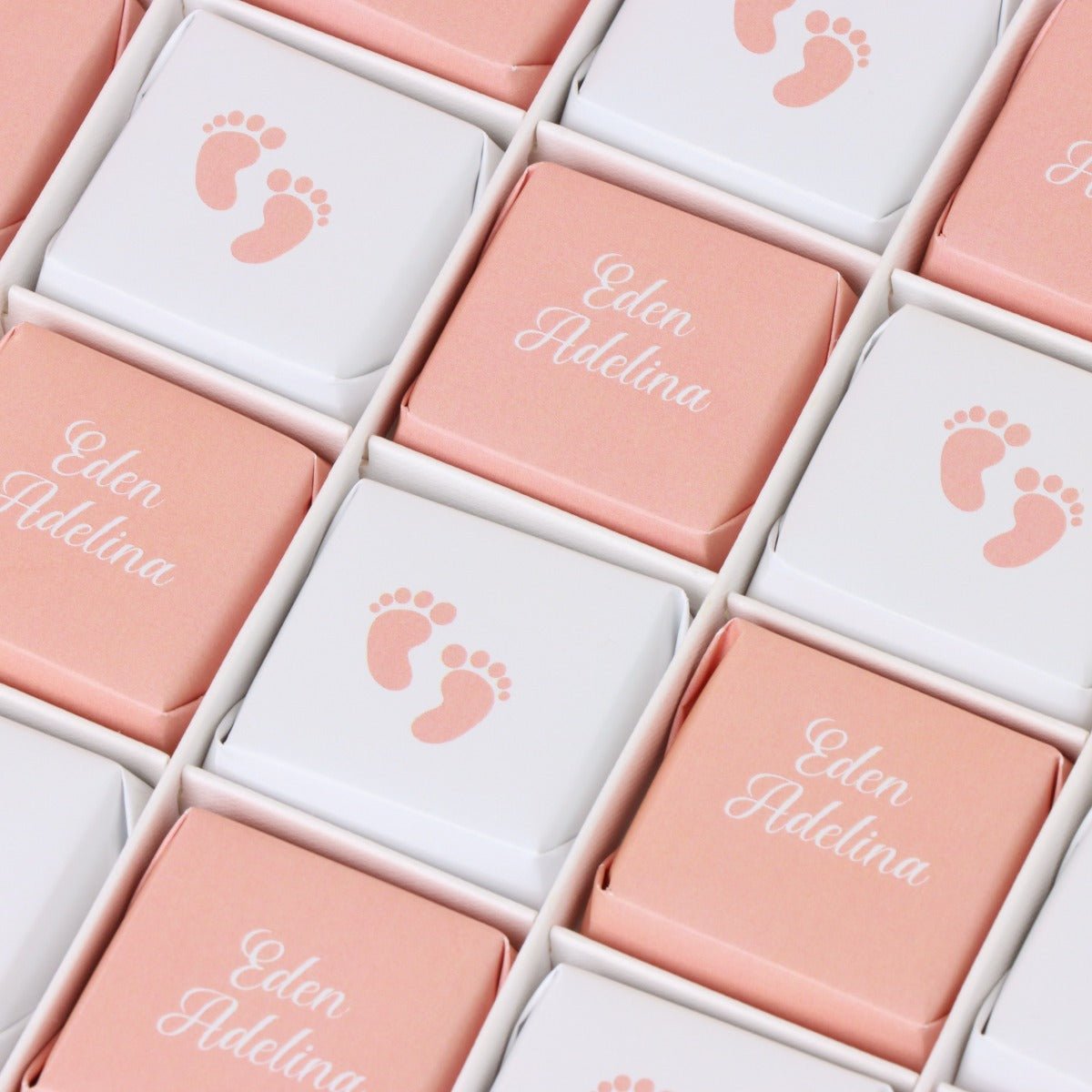 Baby girl personalized baby feet designed chocolate hard box