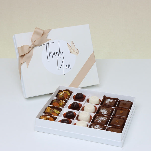 "Thank you" butterfly designed 20-piece premium chocolate hard box