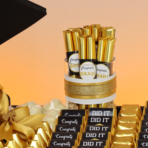 Graduation designed premium chocolate large leather tray