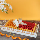 Happy diwali floral decorated premium chocolate large leather tray