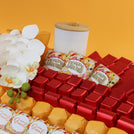 Happy diwali floral decorated premium chocolate large leather tray