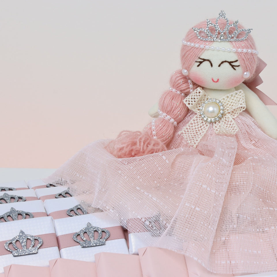 Baby girl princess toy decorated chocolate leather tray