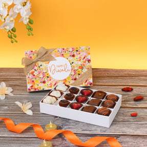 HAPPY DIWALI FLORAL DESIGNED 15-PIECE CHOCOLATE HARD BOX