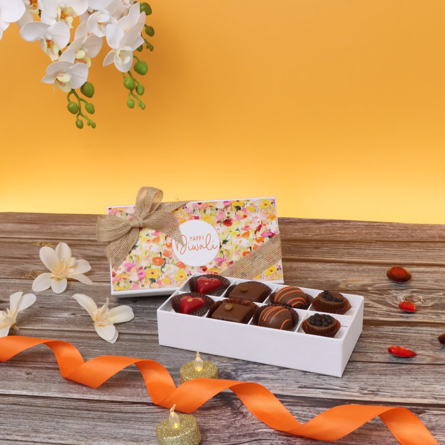 Happy diwali floral designed 8-piece chocolate hard box