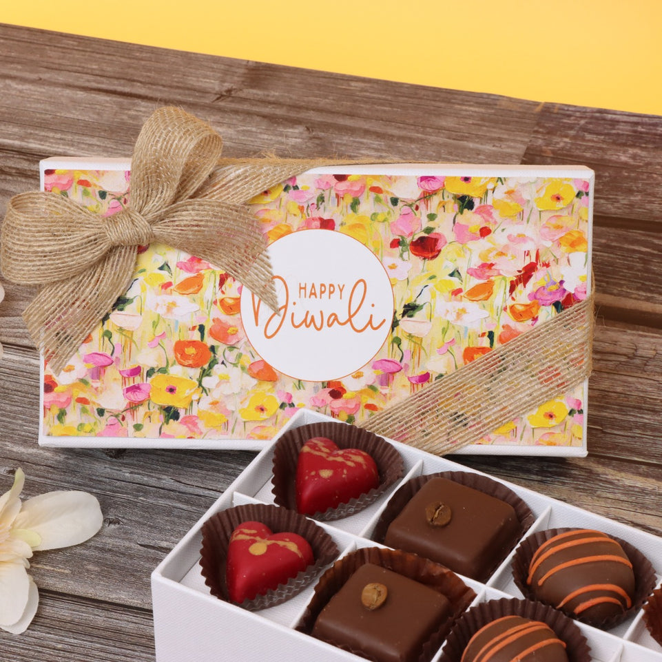 HAPPY DIWALI FLORAL DESIGNED 8-PIECE CHOCOLATE HARD BOX