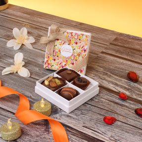 HAPPY DIWALI FLORAL DESIGNED 4-PIECE CHOCOLATE HARD BOX