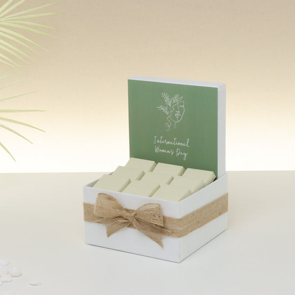 International women's day minimalist design premium chocolate small hamper