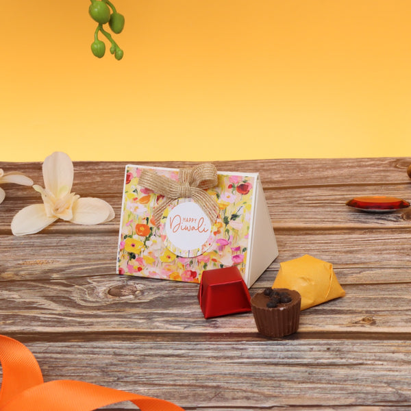 Set of 20 Happy Diwali floral designed premium chocolate triangle soft box giveaway