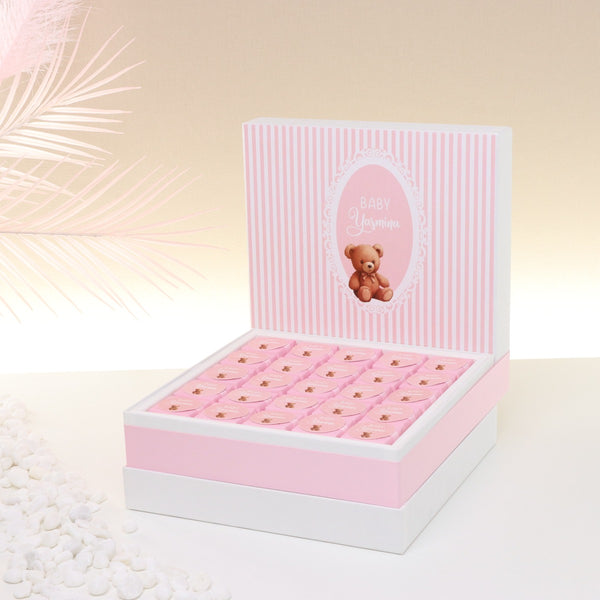 Baby girl teddy designed personalized chocolate large hamper
