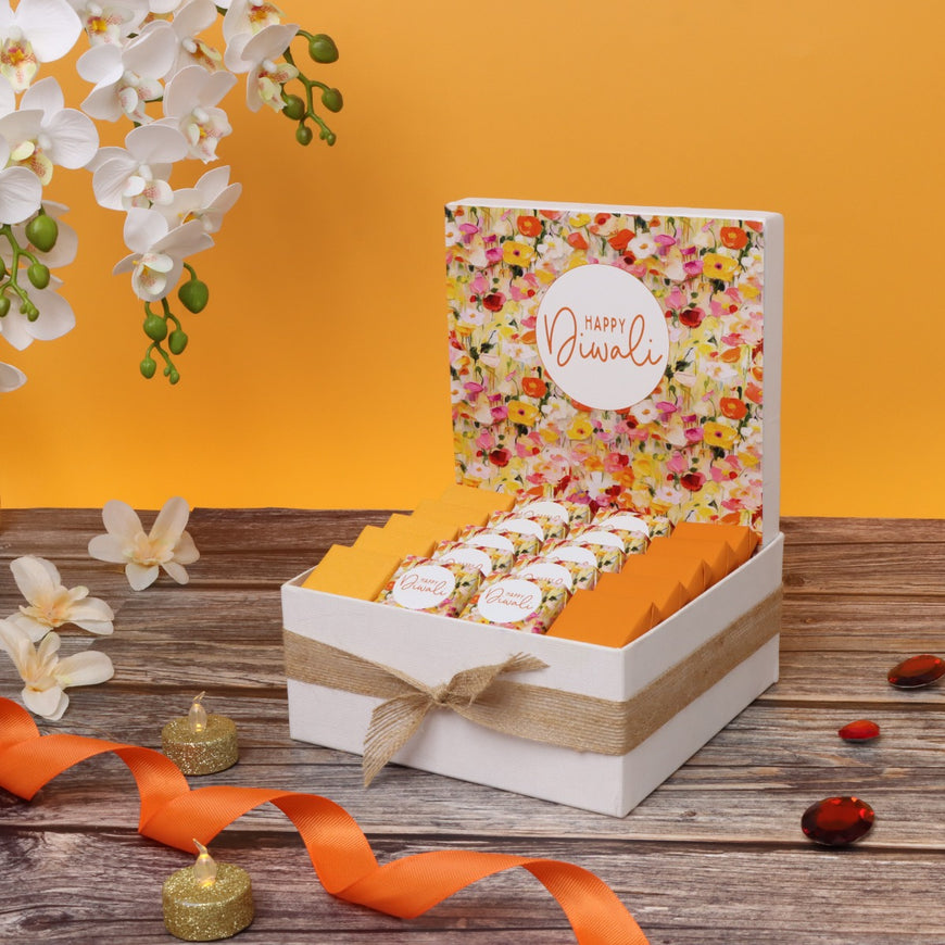 HAPPY DIWALI FLORAL DESIGNED CHOCOLATE MEDIUM HAMPER