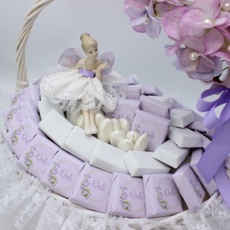 Baby girl ballerina & flower decorated chocolate large basket