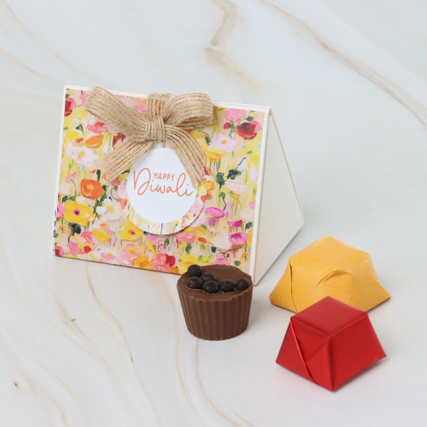 Set of 20 Happy Diwali floral designed premium chocolate triangle soft box giveaway