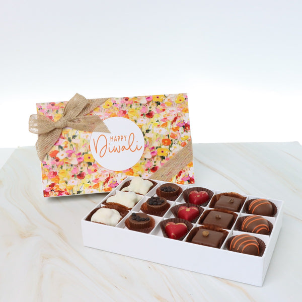 Happy diwali floral designed 15-piece premium chocolate hard box
