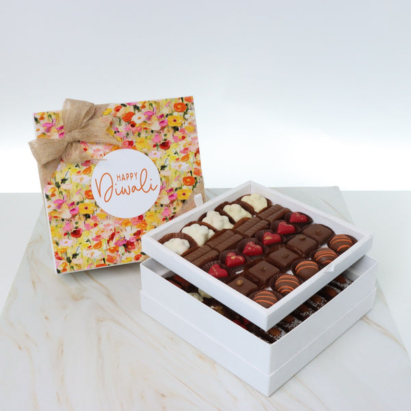 Happy diwali floral designed premium chocolate 2-layer hard box