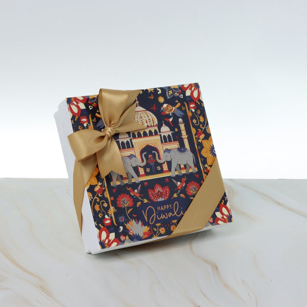 Happy diwali majestic elephant designed 9-piece premium chocolate hard box